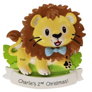 Image of Personalized Baby Boy's 2nd Christmas Handsome Lion Ornament