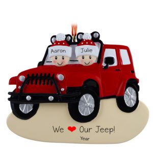 Image of Personalized Couple Loves Their Jeep Ornament RED