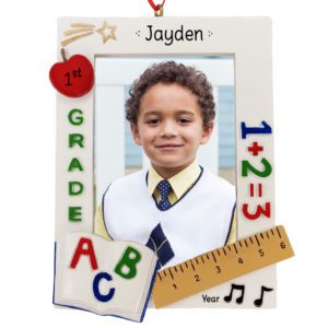 Image of Personalized 1st Grade Colorful Photo Frame School Ornament