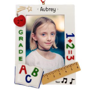 Image of Personalized 2nd Grade Colorful Photo Frame School Ornament