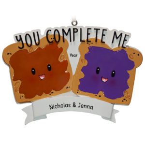 Image of Personalized You Complete Me Peanut Butter And Jelly Couple Ornament