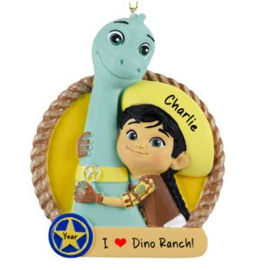 Image of Personalized Dino Ranch Min And Clover Ornament AQUA
