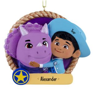 Image of Personalized Dino Ranch Miguel And Tango Ornament PURPLE