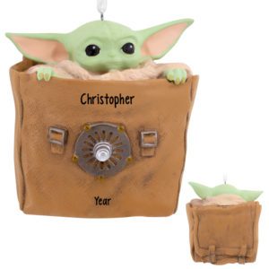Image of Personalized Grogu In Burlap Bag Baby Yoda Ornament