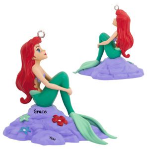 Image of Personalized The Little Mermaid Ariel On Rock 3-D Ornament