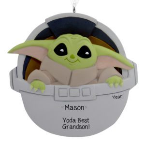 Image of Personalized Baby Yoda Grogu Best Grandson Ornament