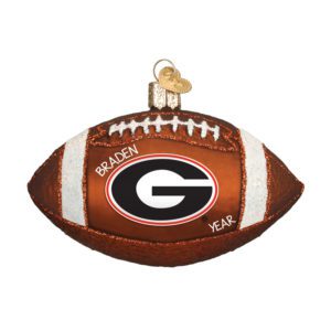 Image of University Of Georgia Bulldogs GLASS Football Personalized Ornament