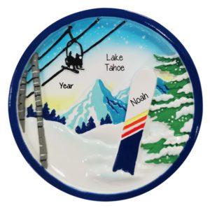 Image of Personalized Snowboard And Lift In Mountains Ornament