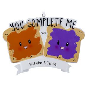 Image of Personalized You Complete Me Peanut Butter And Jelly Couple Ornament