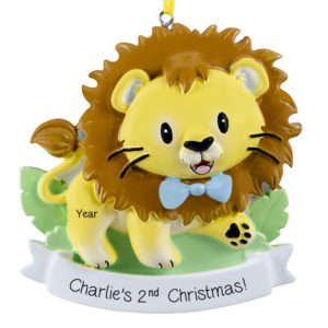 Image of Personalized Baby Boy's 2nd Christmas Handsome Lion Ornament
