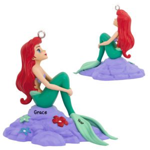 Image of Personalized The Little Mermaid Ariel On Rock 3-D Ornament