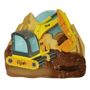 Image of Personalized Excavator Digging In Dirt Ornament