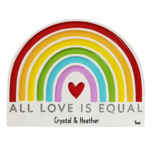 Image of Personalized LGBTQ Love Is Equal Rainbow Ornament