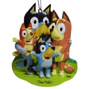 Image of Bluey And Bingo Family Of 4 Personalized Ornament
