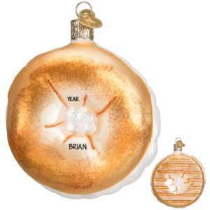 Image of Personalized Bagel With Cream Cheese Glittered 3-D Ornament