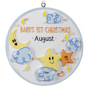 Image of Baby's 1st Christmas Moon And Stars Personalized Ornament