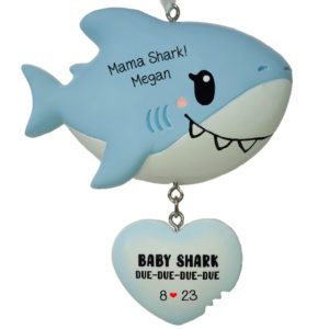 Image of Expecting Mama Shark Dangling Heart Personalized Ornament