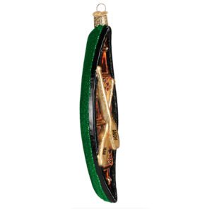 Image of Personalized Green Canoe With Oars Glittered Glass 3-D Ornament
