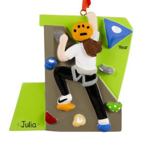 Image of FEMALE Rock Climbing On Wall With Harness Personalized Ornament