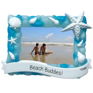 Image of Personalized Beach Sea Glass Picture Frame Ornament