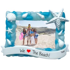Image of Personalized We Love The Beach Sea Glass Picture Frame Ornament