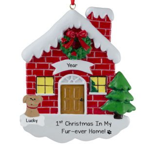 Image of Dog's 1st Christmas In Fur-Ever Home Red Brick Personalized Ornament