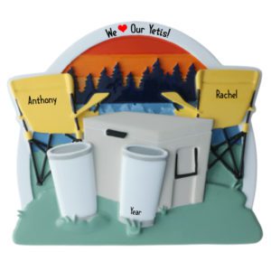 Image of Personalized Couple Love Yetis Sunset And Chairs Ornament