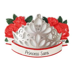 Image of Personalized Princess Crown With Roses And Gems Ornament