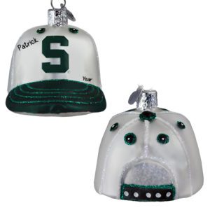 Image of Personalized Michigan Spartans Ballcap 3-D Glittered Glass Ornament