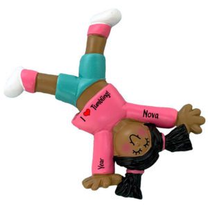 Image of Personalized Little Girl Tumbling Personalized Ornament AFRICAN AMERICAN