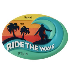 Image of Personalized Ride The Wave Surfing Silhouette Ornament