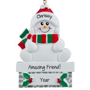 Image of Personalized Friend Snowman On Mantle Ornament