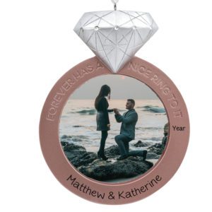 Image of Personalized Engagement Ring Photo Frame Ornament