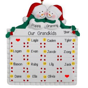 Image of Grandparents With 14 Grandkids On Quilt Christmas Ornament