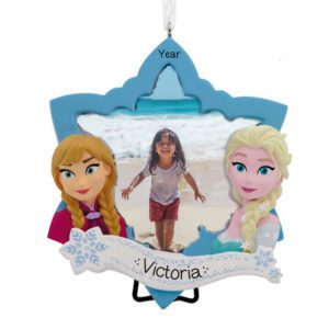 Image of Personalized Anna And Elsa Snowflake Picture Frame Ornament