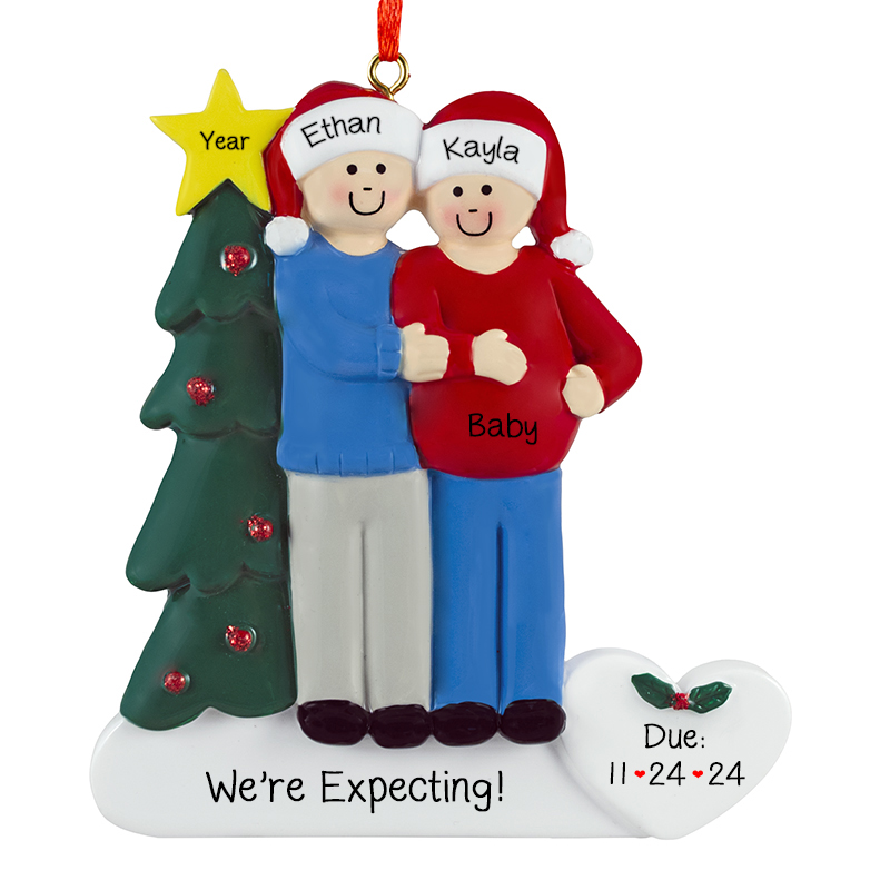 EXPECTING Couple With Christmas Tree Personalized Ornament ...