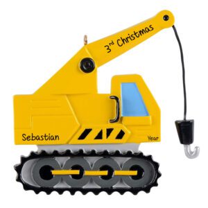Personalized Crane Truck With Hook 3rd Christmas Ornament