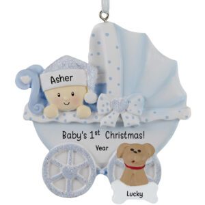 Portachiavi Ciondolo Baby Boy 'First Christmas 2017' In Velluto Blu | Keepsake Regalo Per Neonato Dal UK - 2