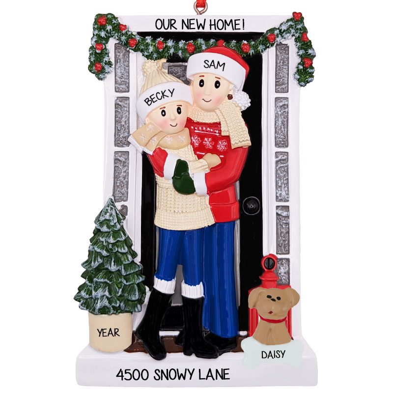 Personalized Couple With Pet In Front Of New Home Ornament ...