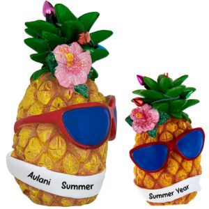 Personalized Hawaii Magical Vacation Pineapple 3-D Souvenir Ornament