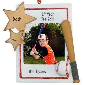Personalized 1st Year Of Tee Ball Frame Ornament