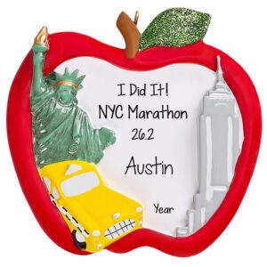 Personalized New York Marathon Souvenir Glittered Ornament