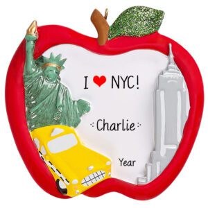 Personalized I Love NYC Apple And Cityscape Ornament
