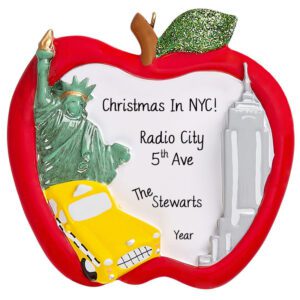 Personalized Christmas Spent In New York City Glittered Ornament