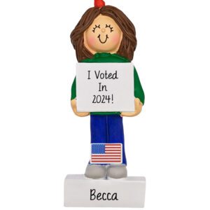 Personalized FEMALE Voted In 2024 Ornament BRUNETTE