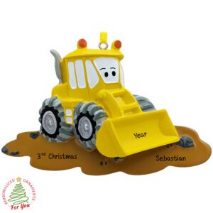 Personalized 3rd Christmas Cartoon Bulldozer Keepsake Ornament