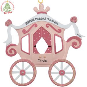Pink Glittered Carriage Princess Makeover Souvenir Ornament