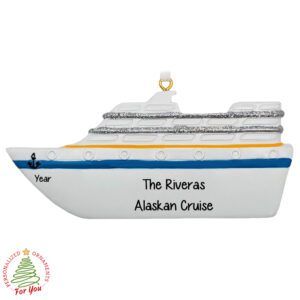 Alaskan Cruise Souvenir Ship Keepsake Glittered Personalized Ornament