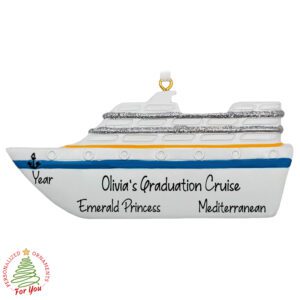 Graduation Cruise Celebration Personalized Glittered Ship Ornament