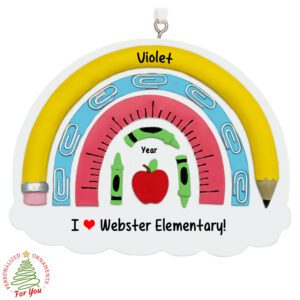 Child Loves School Colorful Pencil Rainbow Personalized Ornament